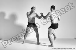 Underwear Martial art Man - Man White Moving poses Athletic Short Brown Dynamic poses Academic